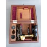Leitz microscope or viewer / magnifier in mahogany case