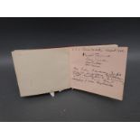 An autograph album, includes good pencil drawing Castle Combe 1942 by W J Packer,