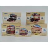 Five Corgi Classic Commericals and Public Transport diecast model double decker buses Guy Arab