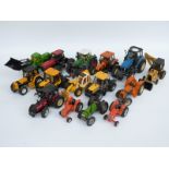 Fifteen Britains and similar 1:32 scale diecast and plastic model tractors including JCB, Fendt,