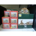 Six dark green boxed Lilliput Lane cottages to include Syon Park Conservatory,