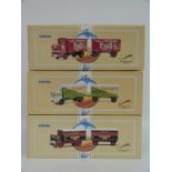 Three Corgi Classic Commercials diecast model showman's AEC Mercury Truck and Trailer sets Billy