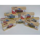 Eight Corgi Classics and Public Transport diecast model buses Leyland Tiger 97213 and Burlingham