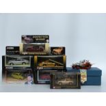 Seven Corgi and Corgi Classics diecast model novelty, film and TV related cars including James Bond,