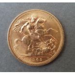 A 1965 gold full sovereign