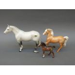 Three Beswick horses