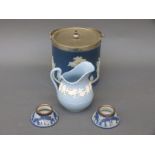 A pair of Wedgwood Jasperware hallmarked silver mounted salts,