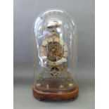 Firderer of Birmingham skeleton clock with fusee movement & Roman numerals, shaped barrel,