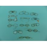 A collection of early spectacles/glasses including gold plated, Georgian, Victorian, gold,