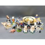A collection of Wade figures including two blow up models, Royal Doulton,