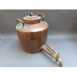 A large copper Samovar / hot water container with brass tap, height 34cm,