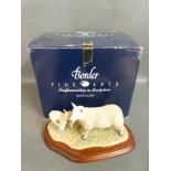 Border Fine Arts limited edition North Country Cheviot Ewe and Scotch half bred lambs with plinth