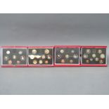Four Royal Mint deluxe cased coin collections comprising 1988, 1989,