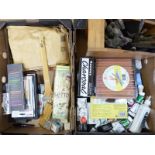 A large quantity of artist's materials, brushes etc to include Rowney, charcoal,