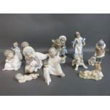 A collection of Lladro child figures including three Eskimos & flamenco dancer together with two