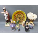 A collection of ceramics including Royal Worcester nautilus shell, Poole plate, Beswick,