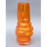 Whitefriars tangerine glass hoop vase designed by Geoffrey Baxter,