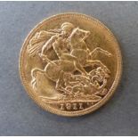 A 1911 gold full sovereign