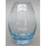 Holmegaard blue glass vase signed to base 'Holmeguard 19R62',