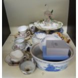 A collection of ceramics to include Royal Crown, Derby tazza, Victorian aesthetic period teaware,