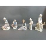 Five Lladro figurines with birds and flowers