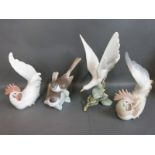 Four large Lladro bird figures