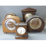 Five various c1930s mantel clocks of various designs, includes Enfield, German example, single,