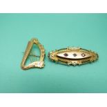 Two 9ct gold brooches,