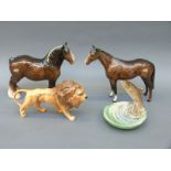 Four items of Beswick including Shire horse,