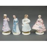 Four Royal Worcester figurines from The Victoria and Albert Museum Collection Walking Out Dresses