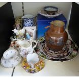 A quantity of 19thC and later Staffordshire and other ceramics including Imari, Doulton,
