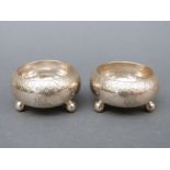 A pair of Victorian hallmarked silver open salts, Sheffield 1882, maker Atkin Brothers,