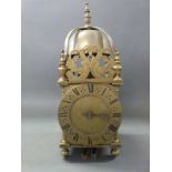 A 17th century style unsigned English lantern clock with hour striking movement,