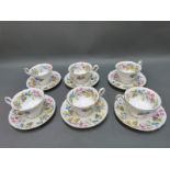 Six Shelley 'Spring Bouquet' cups and saucers