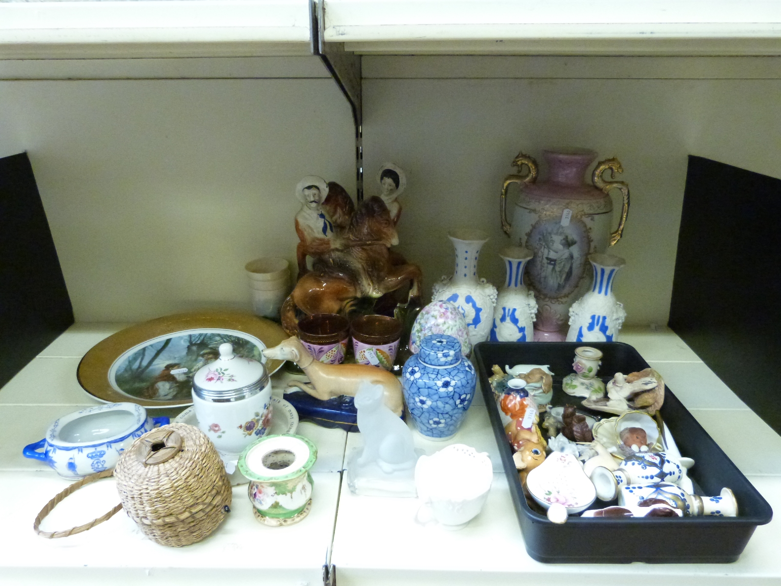 A collection of ceramics including Beswick, Pendelfin, Wade, Worcester, Staffordshire figures,