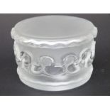 Lalique frosted and clear glass powder pot decorated with a ring of swans,