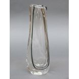 Murano style glass vase with black decoration inside clear casing,