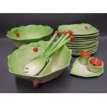 A collection of Carlton Ware leaf plates, salad bowls with servers,