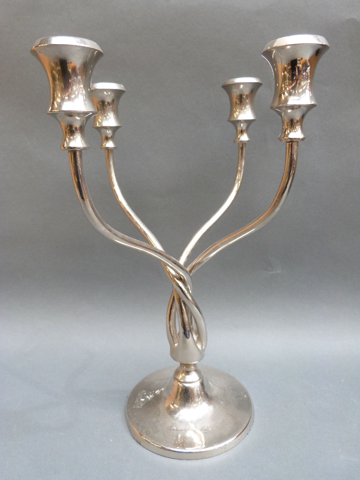 A collection of plated ware including candleabras, one with four branches; tray, fish servers, - Image 4 of 4