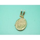 A pair of K & N cufflinks set with a pearl to each and a yellow metal locket marked 9ct back and
