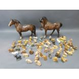 Two Beswick horses stocky jogging mare and Welsh cob,