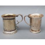 A hallmarked silver christening tankard, marks rubbed, height 7.
