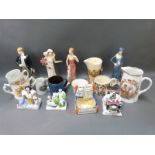 A collection of commemorative ceramics including Brannam Barum George V mug, Wadeheath,