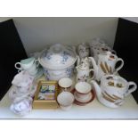 A collection of Royal Worcester including a tureen in Rhapsody pattern, Shelley Bridal Rose,