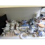 A large collection of various ceramics including Portmeirion rolling pin, Masons Ironstone,