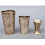 Three Swedish K Andersen white metal items comprising two beakers, larger height 8cm,