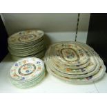 A collection of vintage Masons dinnerware including graduated plates