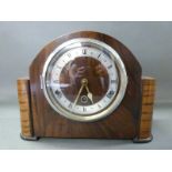 A c1930 three train English mantel clock with Roman chapter ring on utility dial,