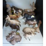 A collection of Beswick, Goebel and other models inc deer, donkeys, bison,