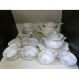 A 19thC part tea set decorated with sprigs